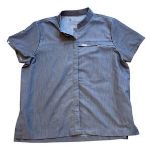 Figs Top Full Button Covered Placket Charcoal Grey Stretch Large W20SW1039